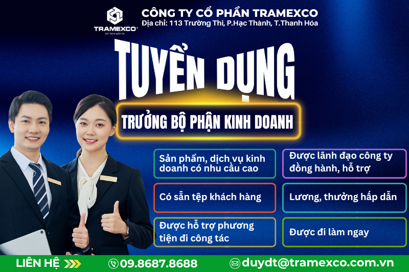 THÔNG BÁO TUYỂN DỤNG TRƯỞNG BỘ PHẬN KINH DOANH